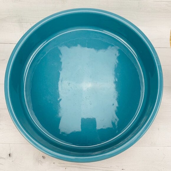 Vintage Himark TERRA COTTA Turquoise South Western Large Round Shallow Bowl Dish - Picture 5 of 10